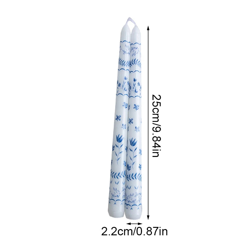 Velas Aromáticas Longas Azul e Branco — Kit com 2 Unidades