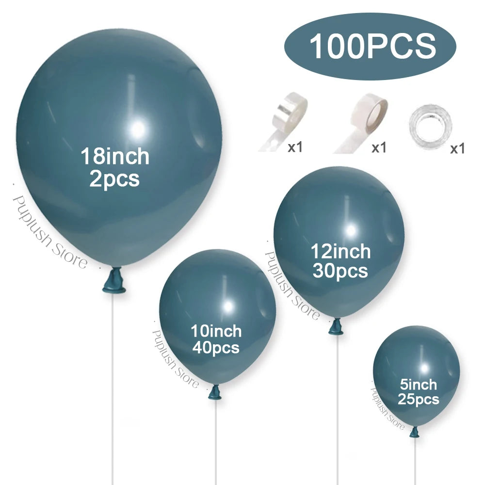 Pack de 100 Balões Azul Poeirento (Dusty Blue) – Decoração Elegante para Festas e Casamentos
