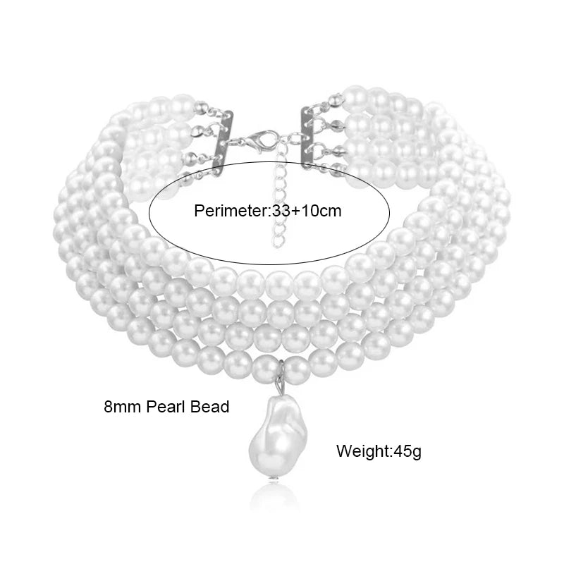 Colar Choker de Pérolas em Camadas