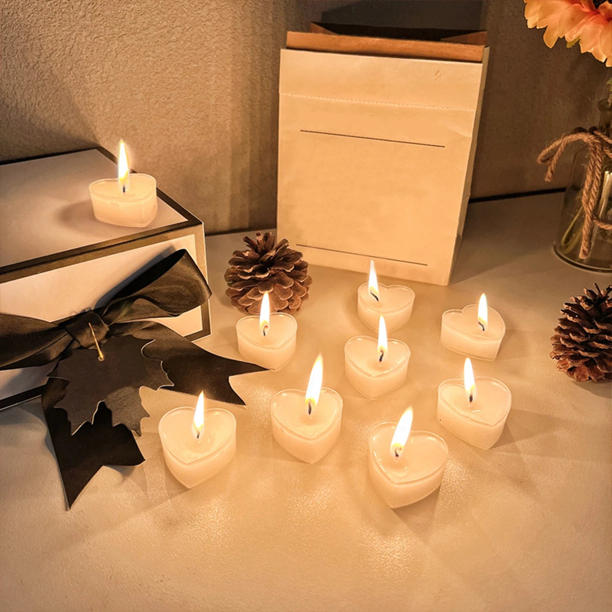 Velas Aromáticas em Forma de Coração — Kit com 9 Unidades