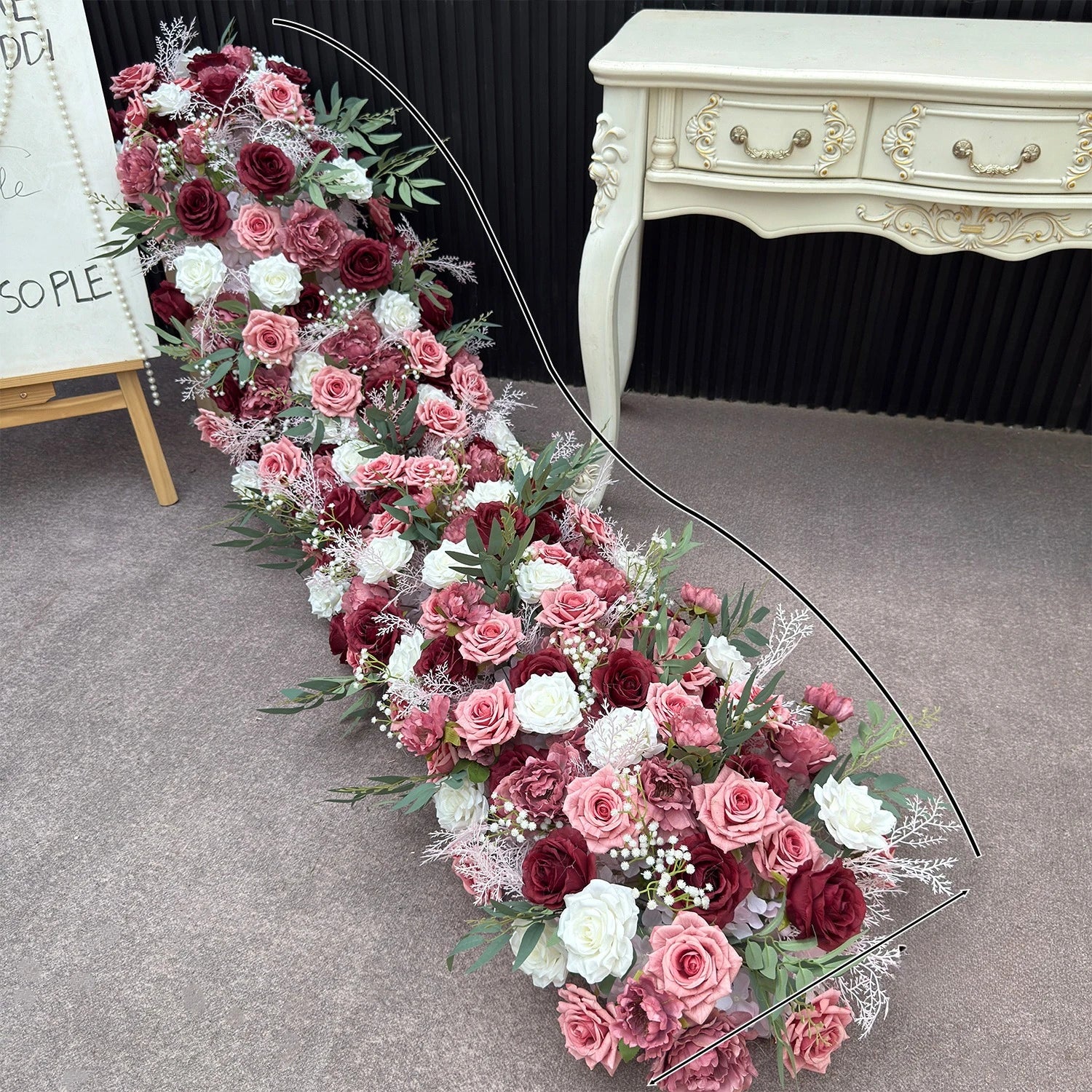 Arranjo Floral Artificial Luxo 2 m – Rosas em Seda para Mesas, Arcos e Casamentos