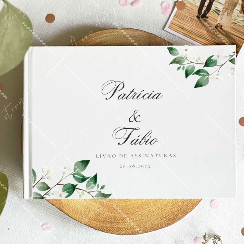 Livro de Honra Branco Personalizado | Livro de Assinaturas para Casamento