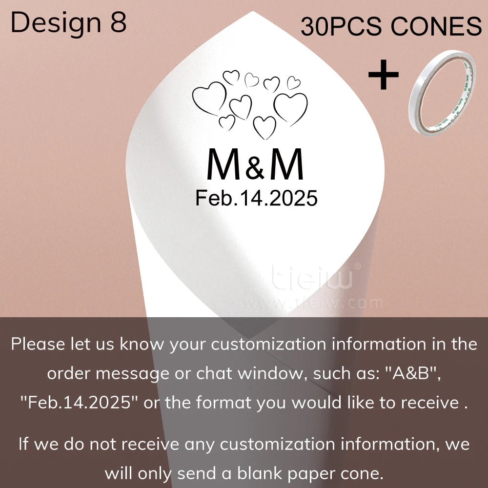 Cones para Confettis Personalizados – Papel Elegante para Casamento