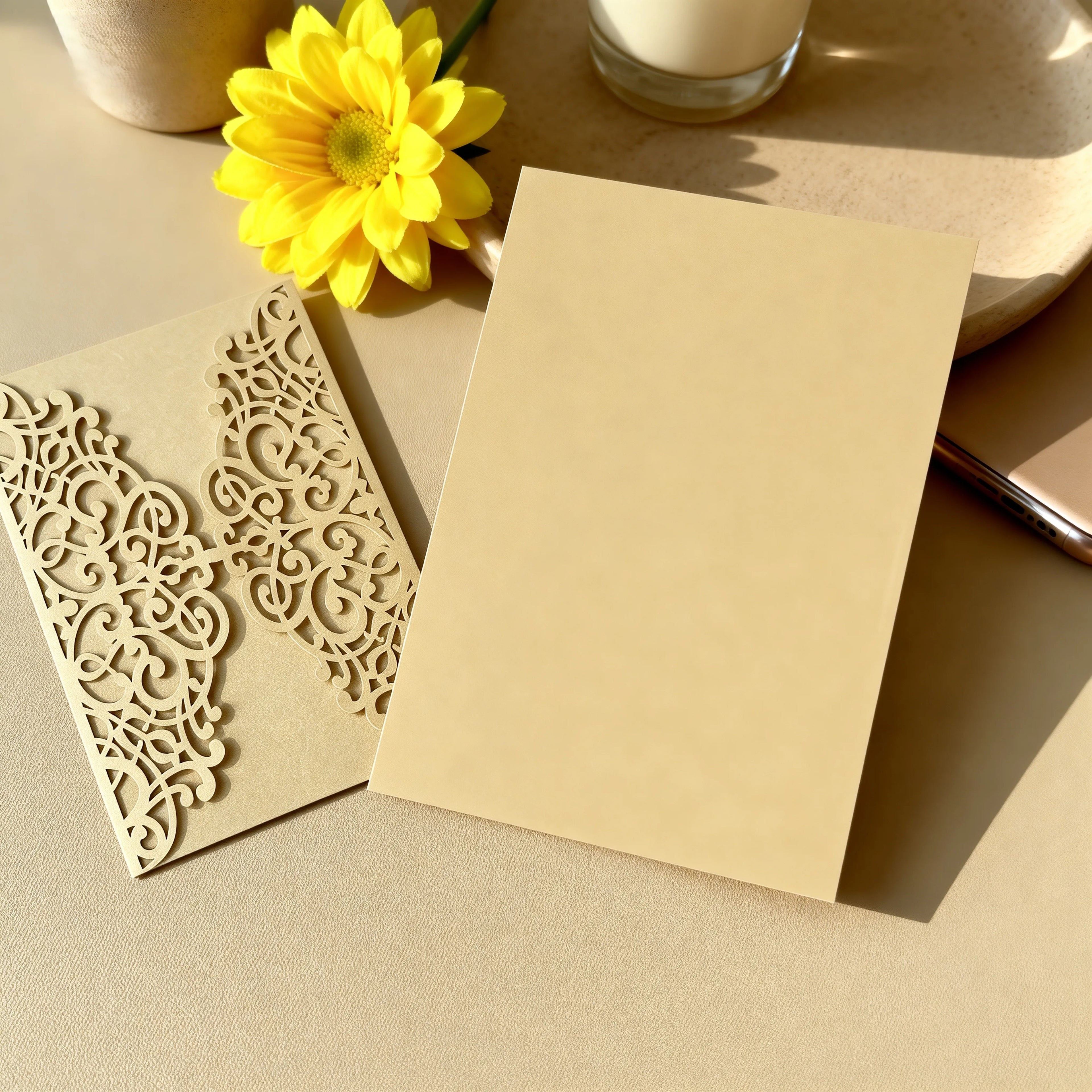 Convites de Casamento Laser Cut em Renda – Pack de 10 | Elegância e Sofisticação