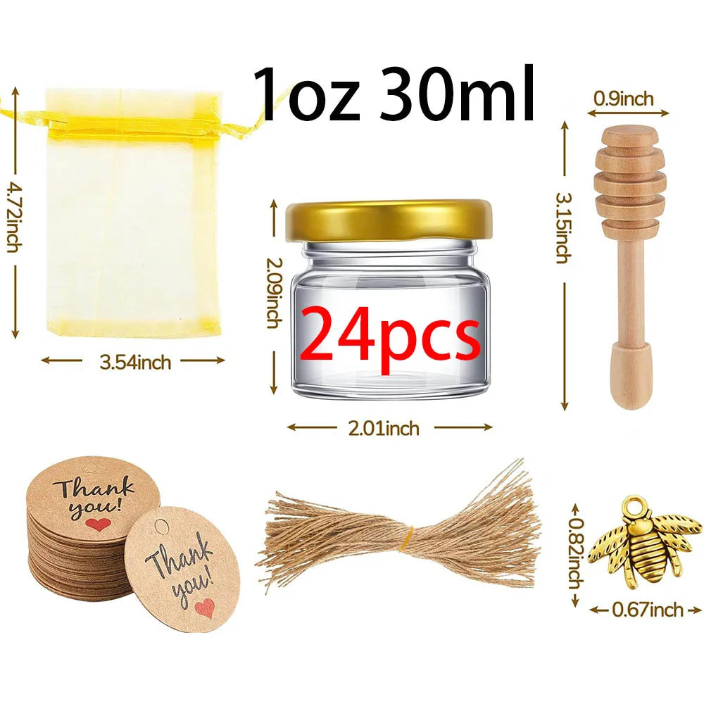 Mini Potes de Vidro para Mel Personalizados — Lembrança de Casamento (1 oz)