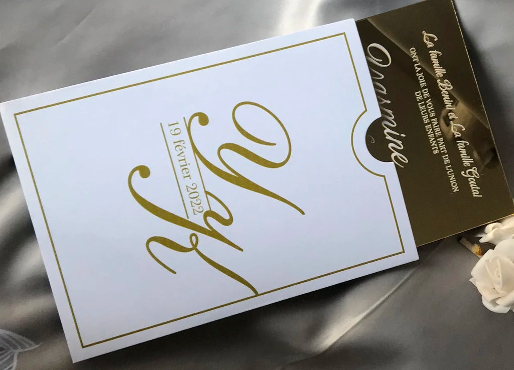 Convites de Casamento em Acrílico Espelhado Dourado – Pack de 10 | Luxo Personalizado